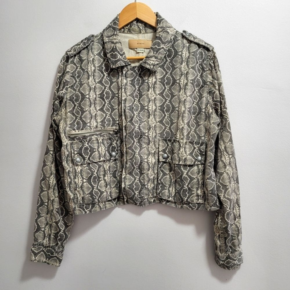 Blank NYC Lightweight Snake Moto Crop Lyocell Jacket Size Small